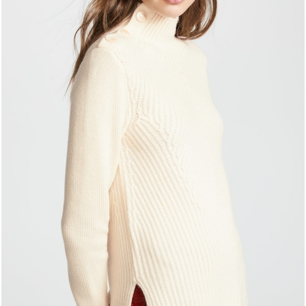 Veronica Beard Rama Sweater in Ivory Cashmere Wool - Picture 2 of 14